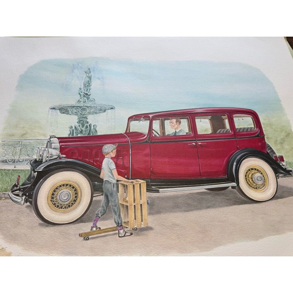 "WANTA RACE" Print Don Ensor 1976 23 x 17.5 Artist Signed CLASSIC CAR AUTO Art